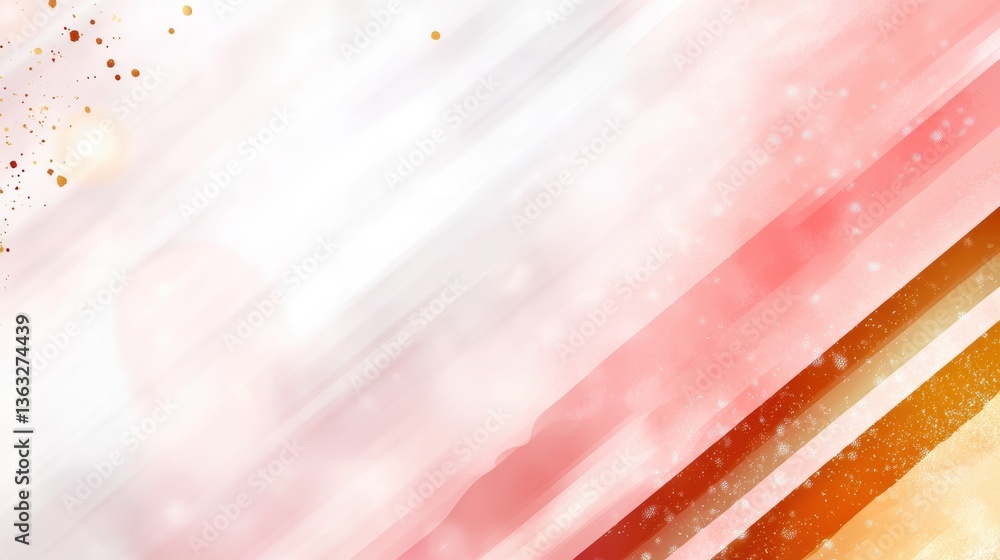 Poster abstract pink and orange diagonal stripes with bokeh and sparkles