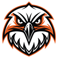 Aggressive Eagle Mascot Design with Orange Outline on Transparent Background