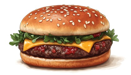 Delicious burger illustration