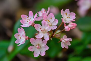 Obraz premium Springtime Blooms: Delicate Pink Flowers of Trailing Arbutus at Valley Falls Park, Connecticut