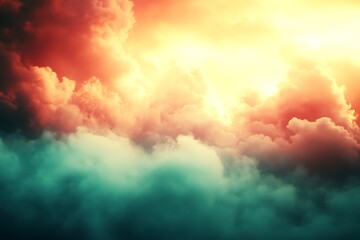 Fototapeta premium Dramatic skyscape with vivid, colorful clouds at sunrise or sunset