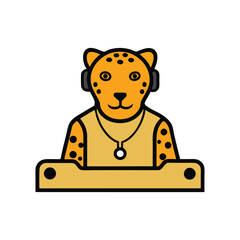 jaguar mascot with headphone on white background