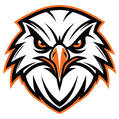 Obraz premium Eagle Head with Orange Outline, Sharp Black Lines, and Intense Stare on White Background