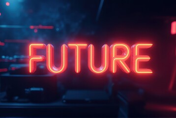 Glowing Neon Sign: The Future