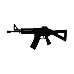 Vector illustration of an assault rifle with a focus on gun, weapon, and military elements