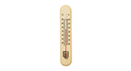 Vintage Thermometer Displaying Temperature in Celsius and Fahrenheit on a Wooden Background with Clear Readings for Home and Garden Use