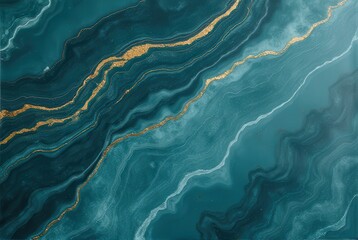 Teal and Gold Abstract Marble Texture