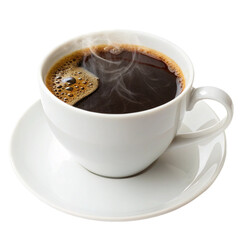 A cup of coffee isolated on transparent background  
