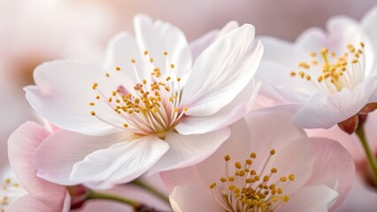 Fototapeta premium Soft petals are magnified, offering a detailed look at their natural grace and simplicity. 