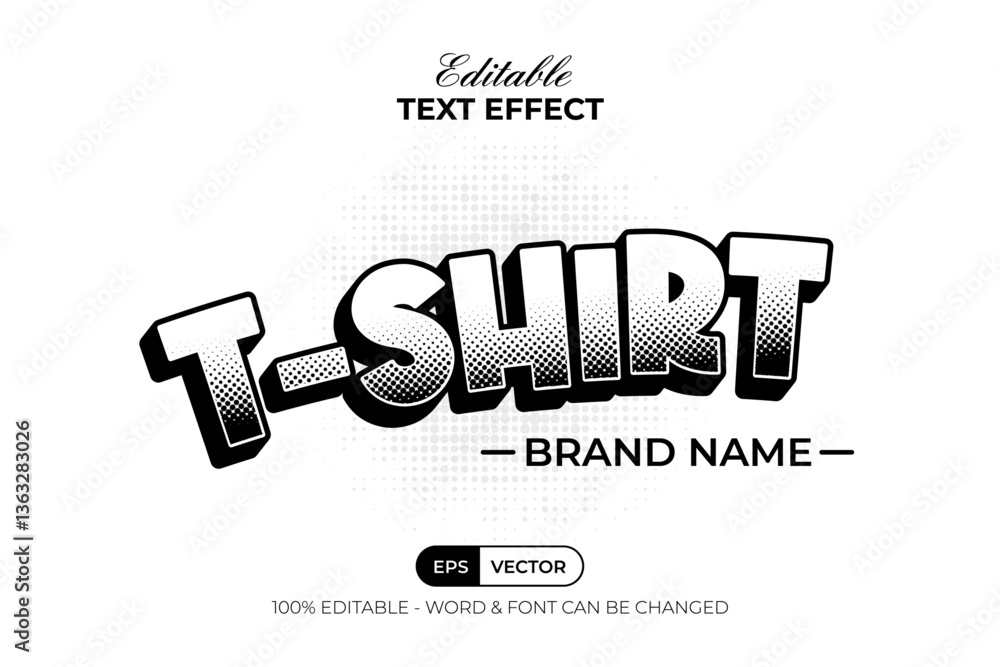 Poster black and white text effect halftone style. editable text effect.