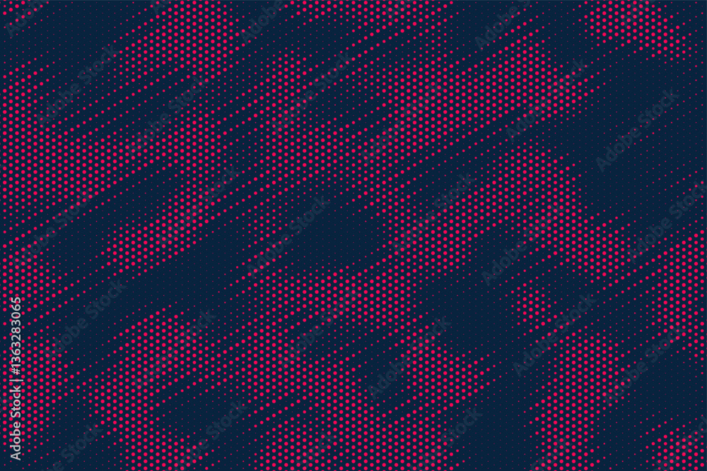 Poster Abstract background with red triangle dots. Triangle halftone geometric background. Halftone triangular retro 80s pattern. Minimal style retro dynamic wallpaper.