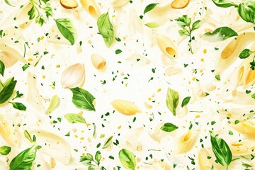 Delicious Alfredo Dish: Creamy Pasta with Herbs and Cheese Closeup on Rustic Background