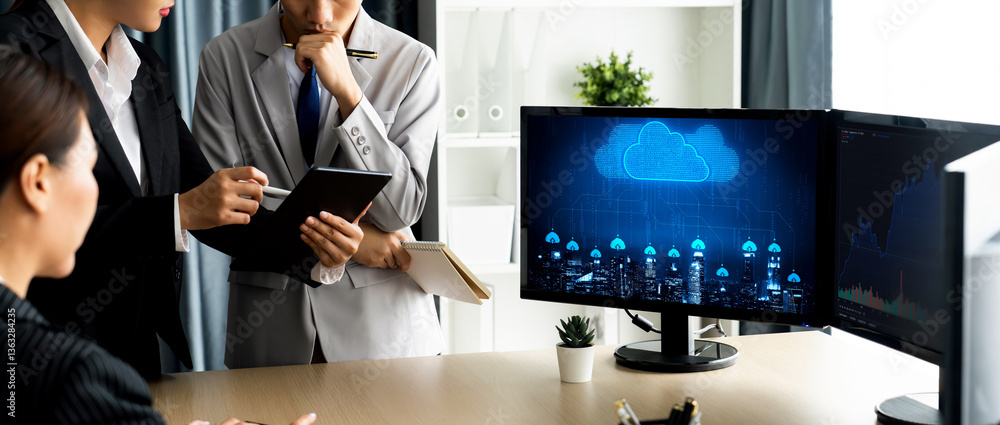 Poster cloud computing software for brisk remote work and personal data storage
