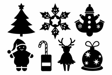 Christmas man icon set silhouette vector bundle