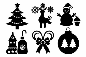 Christmas man icon set silhouette vector bundle