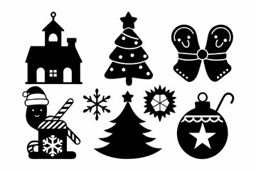 Christmas man icon set silhouette vector bundle