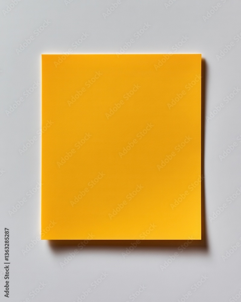 Poster minimalist composition of a vibrant yellow square on a light gray background casting a soft shadow s