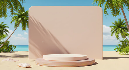 Fototapeta premium Beach Product Display: Summer Mockup Scene