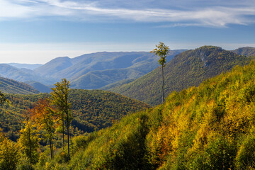 Typical autumn landscape in National park Muranska Planina, Slovakia