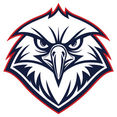 Fototapeta premium Detailed Eagle Head Mascot with Strong Gaze in Bold Blue and Red