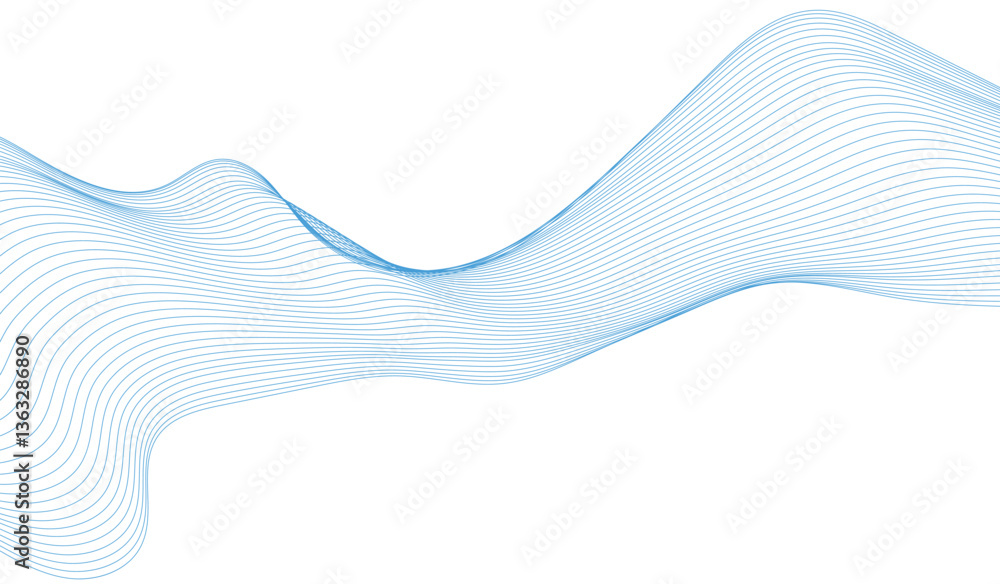 Poster abstract blue wave background. blue minimal round lines abstract background. thin line wavy abstract