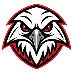 Eagle Mascot with Red Eyes, Sharp Talons, White Head on Transparent