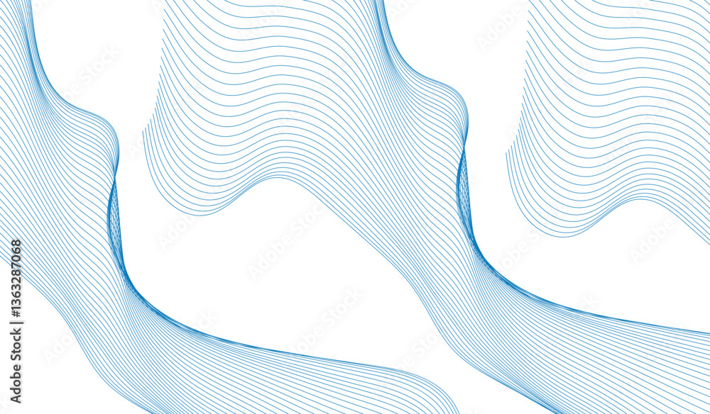 Poster abstract blue wave background. blue minimal round lines abstract background. thin line wavy abstract