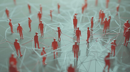 3d illustration connecting people on the internet, social network connection 