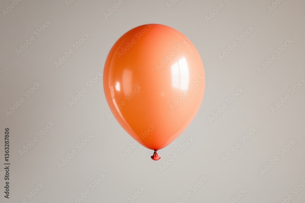 Poster close-up capture of single vibrant party balloon floating against plain backdrop showcasing its glos