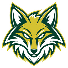Striking Fox Head Logo in Green and Gold Outline on White Background