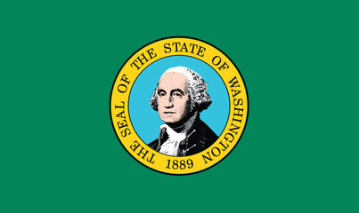 High-Quality Washington State Flag Vector Clipart Illustration – Evergreen State Emblem with George Washington Seal, Digital Graphic Design for Print and Web