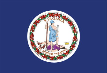 High-Quality Virginia State Flag Vector Illustration – Official Virginia Flag Clipart with Seal, EPS, AI, SVG Digital Download