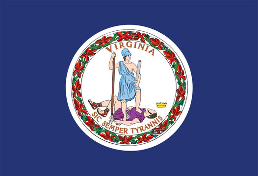 High-Quality Virginia State Flag Vector Illustration &ndash; Official Virginia Flag Clipart with Seal, EPS, AI, SVG Digital Download