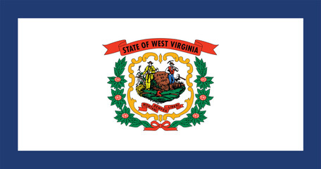 High-Quality West Virginia State Flag Vector Clipart Illustration – Official State Emblem with Detailed Design, Vibrant Colors, and Transparent Background for Digital and Print Use