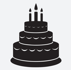 birthday cake silhouette vector art illustration, birthday cake with candles