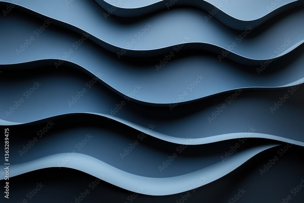 Poster abstract waves in serene blue tones creating a modern and minimalist background with smooth curves a