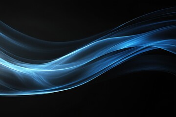 Naklejka premium Abstract blue wave on black background dynamic flowing light lines elegant design modern art backdrop