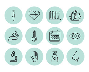 Medical elements line vector illustration