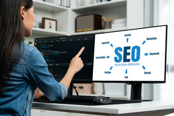 SEO search engine optimization for brisk e-commerce and online retail business showing on computer...
