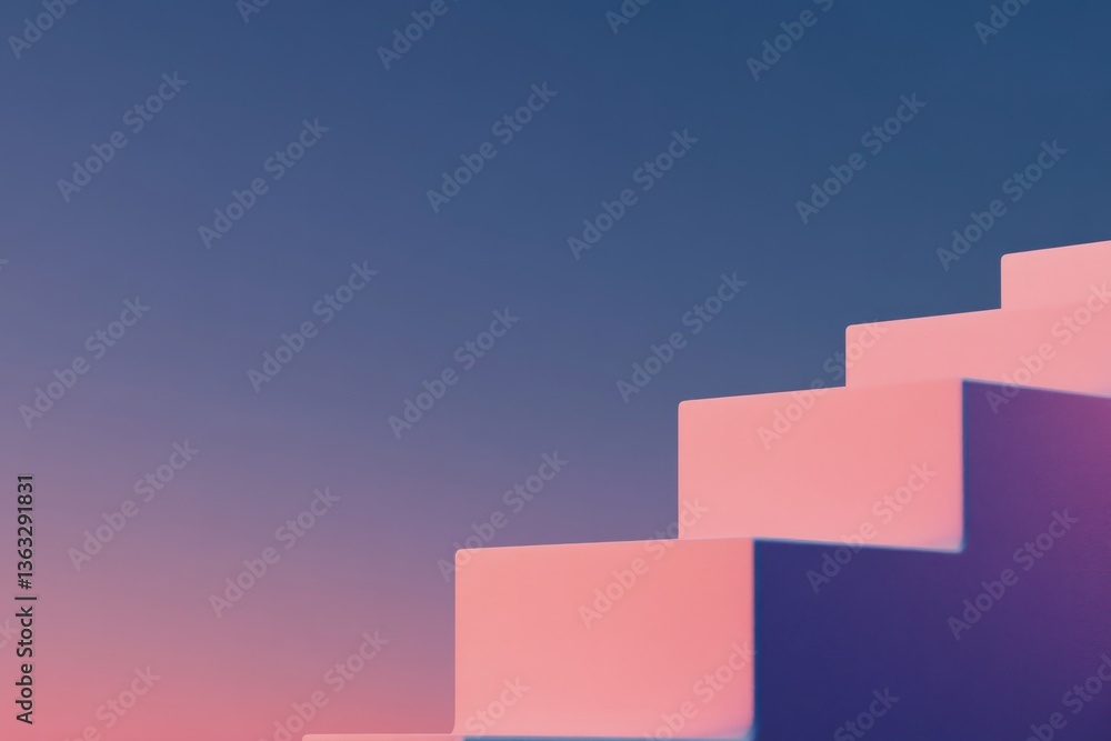 Aufkleber pixel-art inspired 3d-rendered game level bright retro colors simple geometric platforms set against