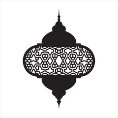 Classic Eastern Lantern Fancy Traditional Islamic black silhouette
