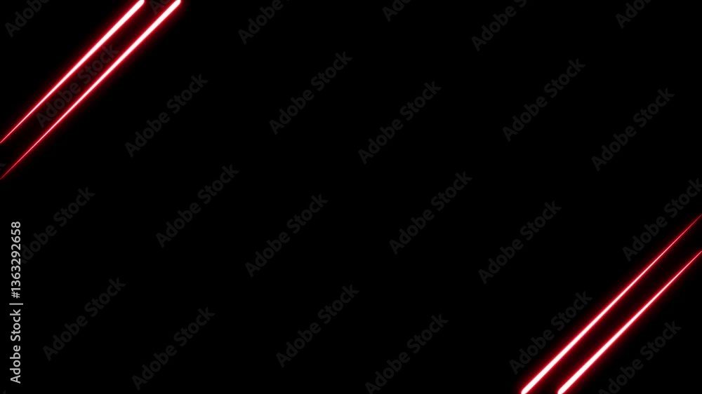 Poster neon lights animated on a dark background. abstract neon lines moving down screen with black backgro