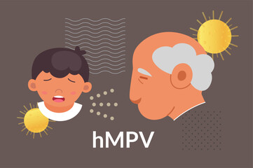Human Metapneumovirus (HMPV) Impact for Children and Elderly - Stock Illustration