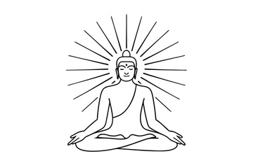 Serene Buddha Meditation Enlightenment Line Art Peaceful Spiritual Icon Graphic