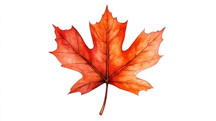 Fototapeta premium Elegant Watercolor maple leaf with splattered edges in warm autumn colors artistic and organic interpretation 