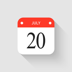Vector icon page day calendar - 20 July month