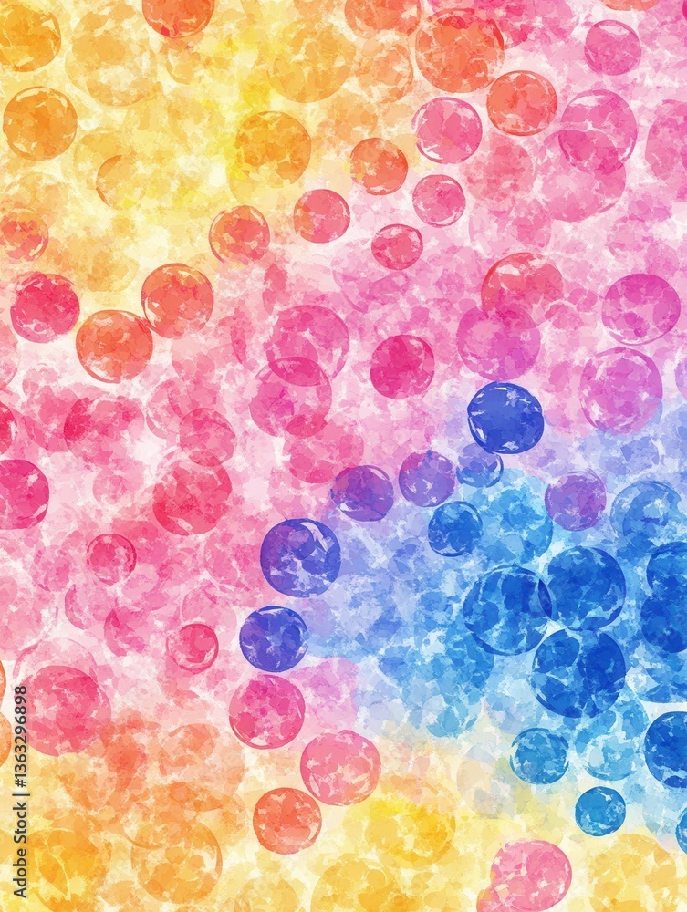Poster vibrant watercolor circles on a textured background creating a playful and colorful artistic design 