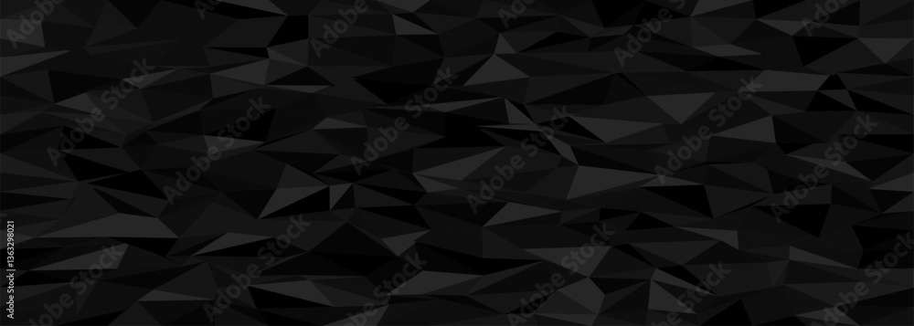 Poster abstract geometric chaos with dynamic black polygonal triangles for modern design background.
