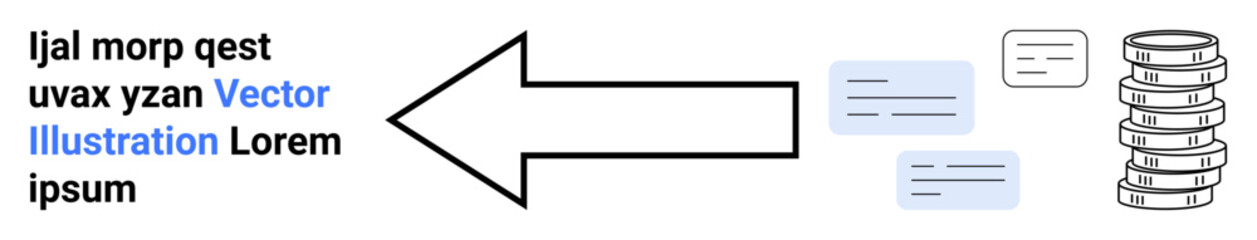 Bold arrow directing flow of information from chat bubbles to server stack. Ideal for data management, cloud storage, communication, networking, technology, teamwork, simple landing page