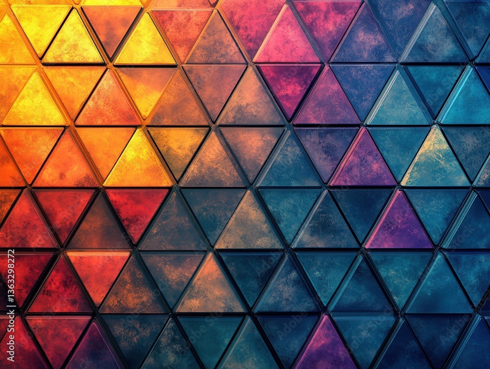 Poster geometric triangle pattern with vibrant color gradient abstract background for modern design project